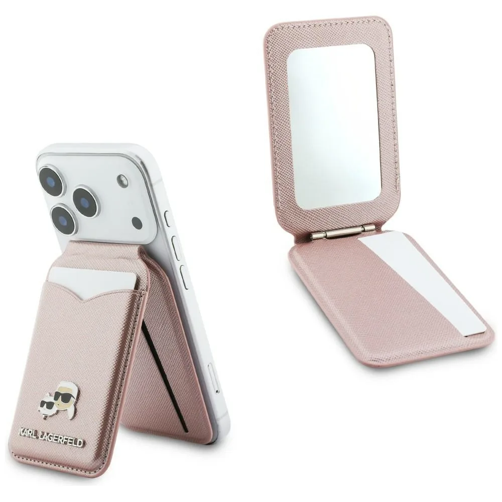 Knížkové pouzdro Karl Lagerfeld Stand Mirror MagSafe Wallet Pink