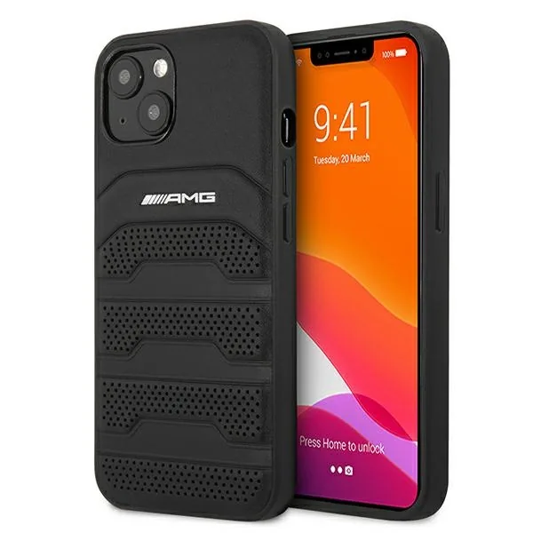 Kryt Mercedes AMG AMHCP13SGSEBK Apple iPhone 13 mini black hardcase Leather Debossed Lines