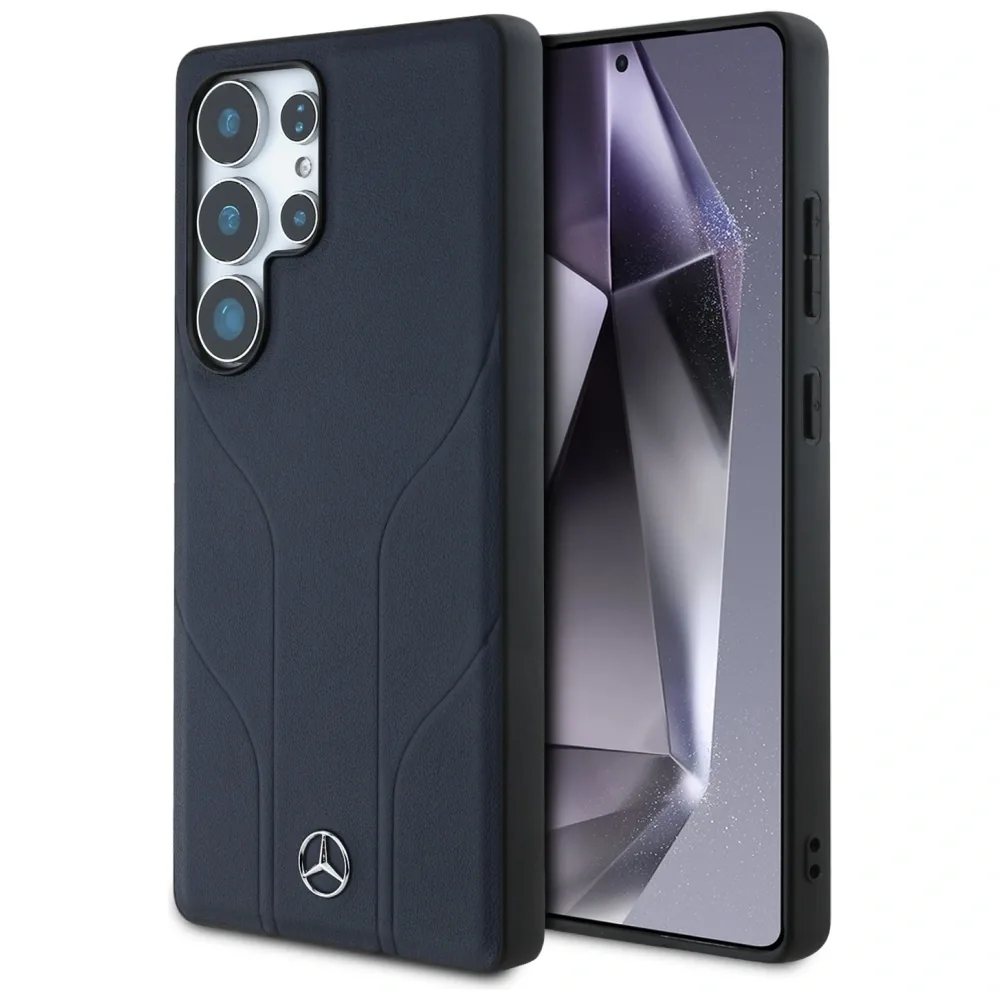 Kryt Mercedes Leather Debossed Lines MagSafe Samsung Galaxy S25 Ultra blue