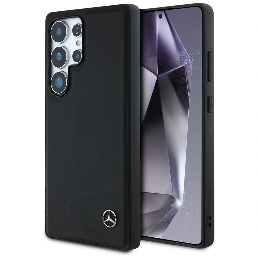 Kryt Mercedes Leather Horizontal Debossed Curves MagSafe Samsung Galaxy S25 Ultra black