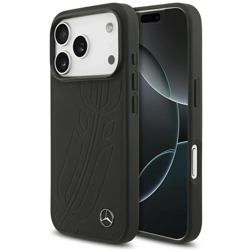 Kryt Mercedes Leather Large Laurel Leave MagSafe Apple iPhone 17 Pro black