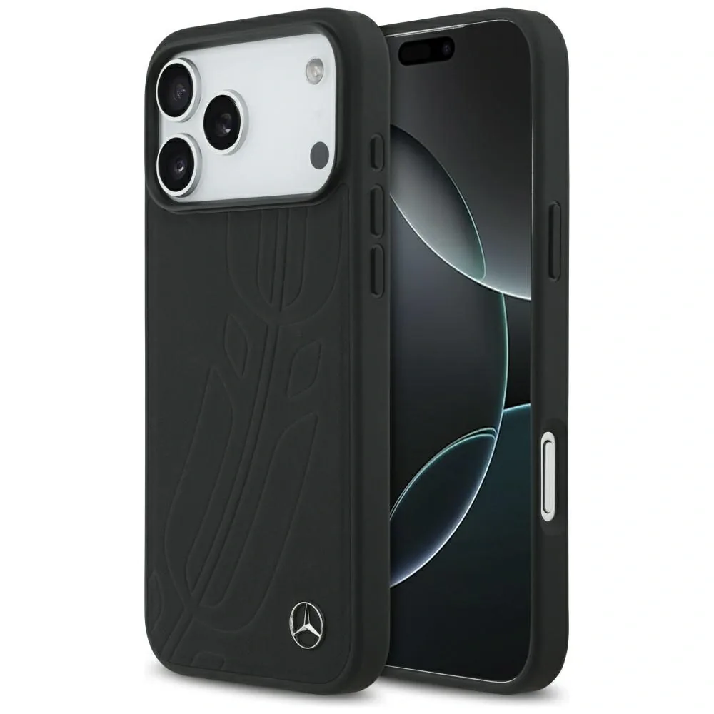 Kryt Mercedes Leather Large Laurel Leave MagSafe Apple iPhone 17 Pro Max black