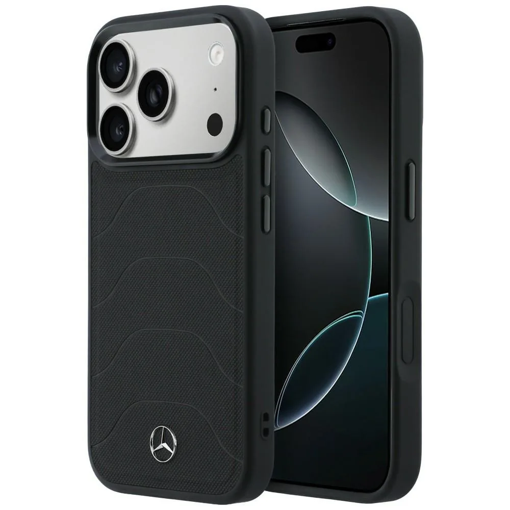 Kryt Mercedes Leather Mesh with Bow Line MagSafe Apple iPhone 17 Pro black