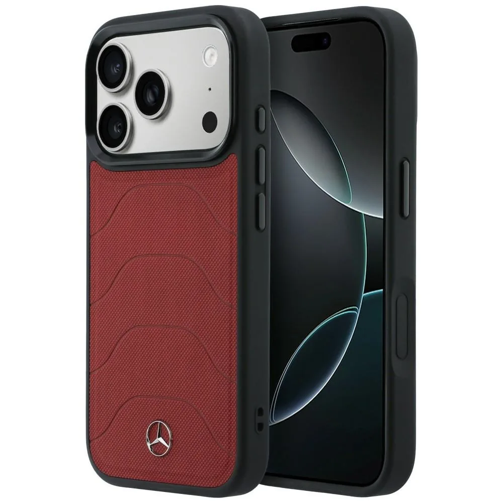 Kryt Mercedes Leather Mesh with Bow Line MagSafe Apple iPhone 17 Pro red