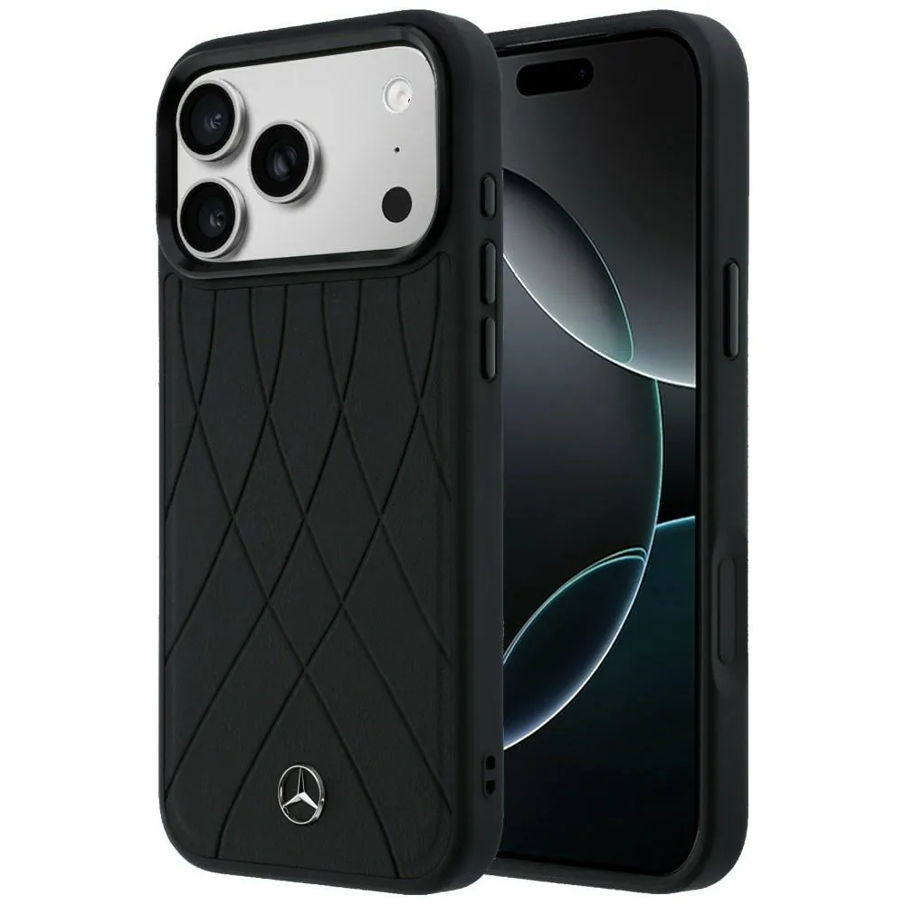 Kryt Mercedes Leather with Crossed Lines MagSafe Apple iPhone 17 Pro Max black