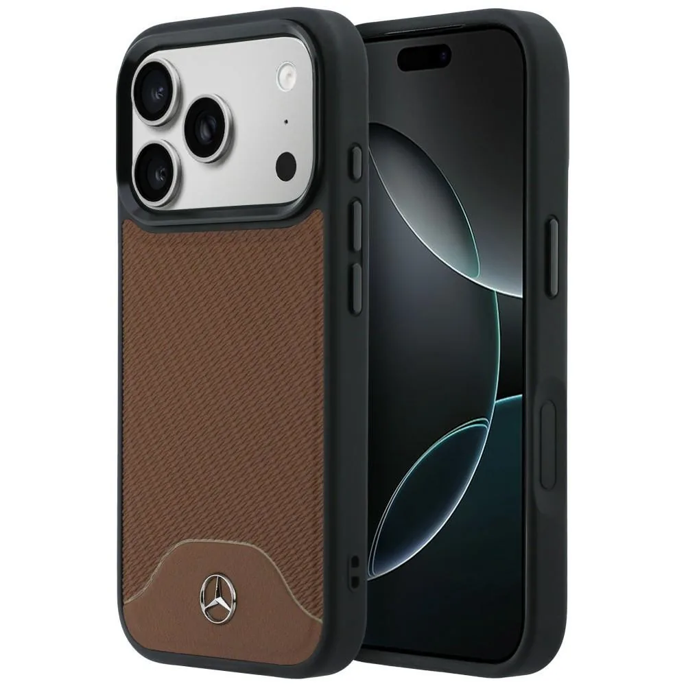 Kryt Mercedes Leather Wood Effect and Curve MagSafe Apple iPhone 17 Pro camel