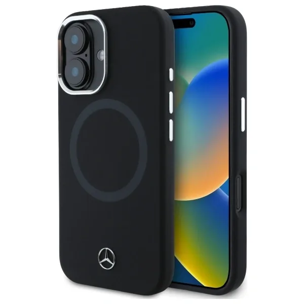 Kryt Mercedes MEHMP16S23SUTTK Apple iPhone 16 hardcase Silicone Tonal Logo MagSafe black