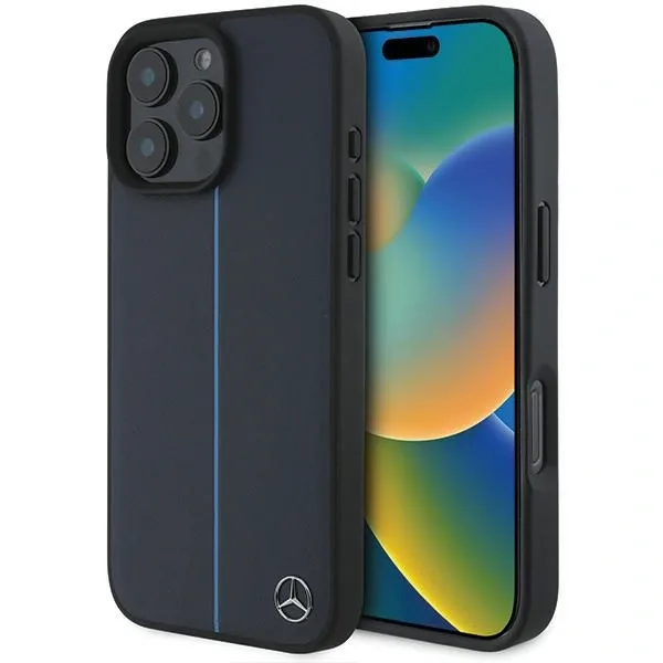 Kryt Mercedes MEHMP16X23RURBV Apple iPhone 16 Pro Max hardcase MB Blue Line Leather MagSafe navy