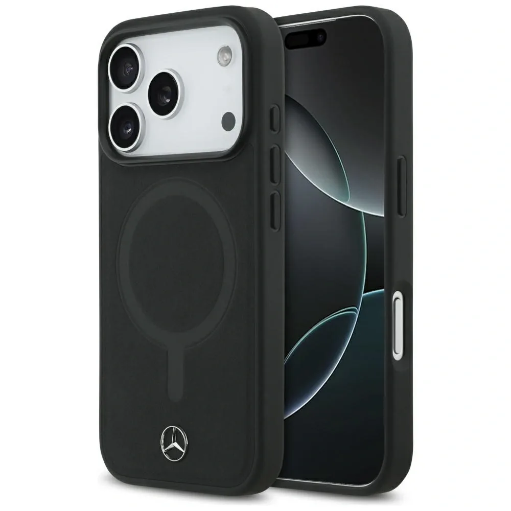 Kryt Mercedes Plain Smooth Leather MagSafe Apple iPhone 17 Pro black