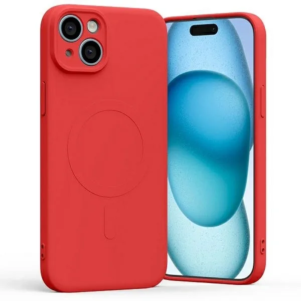 Kryt Mercury MagSafe Semi-Silicone Case Apple iPhone 15 Plus red
