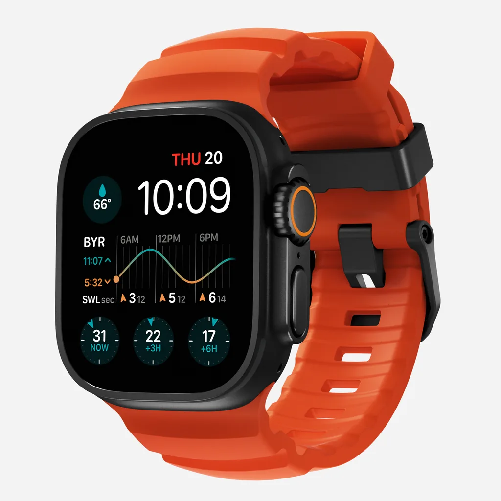 NOMAD Rocky Point Band Apple Watch 46mm/49mm z FKM and titanium (magma, black hardware)