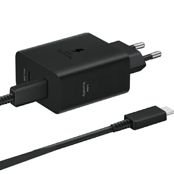 Síťová nabíječka Samsung EP-T5020XBEGEU  USB-C 25W, USB-C 50W PD + USB-C / USB-C cable 5A 1.8m Super Fast Charge black