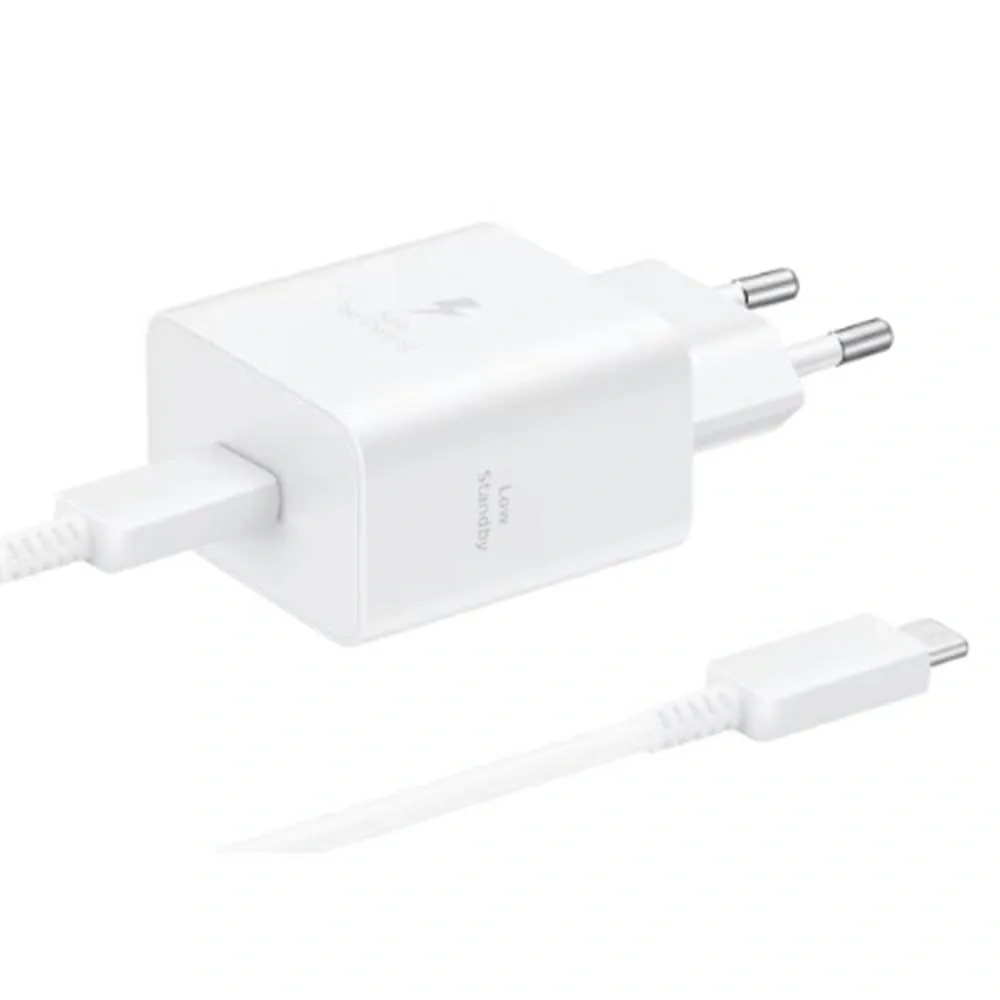 Síťová nabíječka Samsung T4511 PD 45W  with USB-A / USB-C 5A cable white