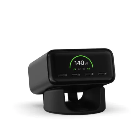 Síťová nabíječka Satechi ChargeView GaN 140W with Display, 4xUSB-C (space black)