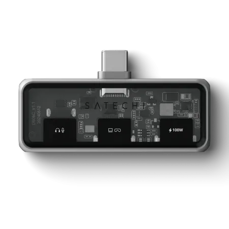 Satechi Mobile XR Hub with Audio, USB-C / USB-C PD 100W, USB-C DP 1.4 4K@60Hz, 3.5mm Jack grey