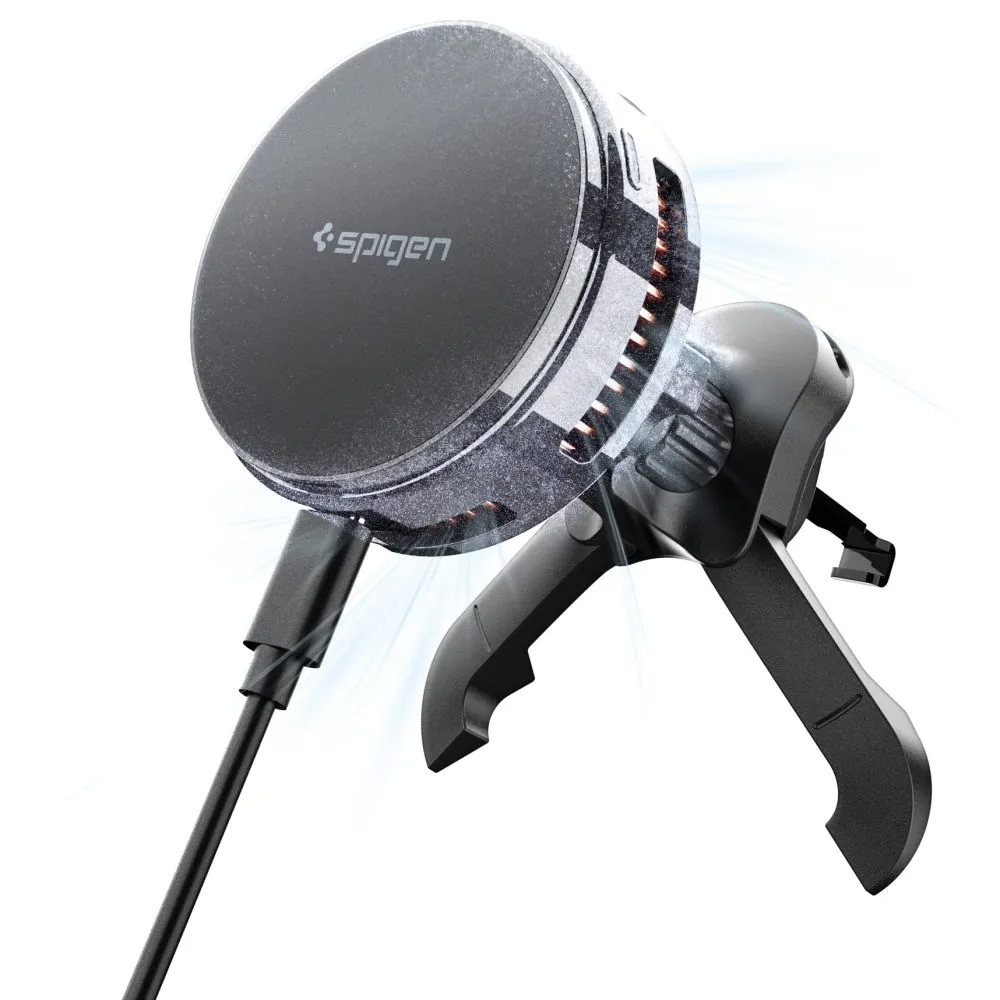 Držák do auta Spigen Essential EV25MFAQ Qi2.2 Peltier Magnetic MagSafe Wireless Charger Black