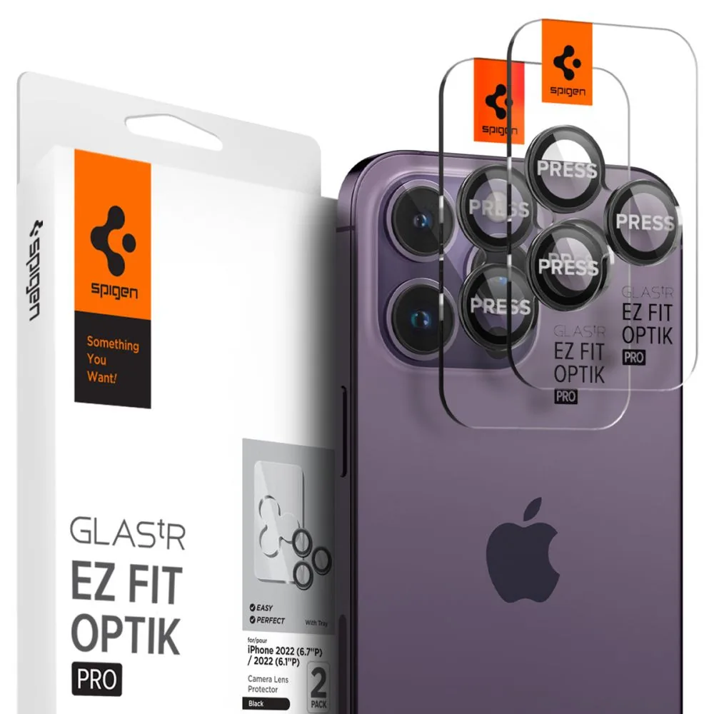 Kryt Spigen Optik.tr ez Fit Camera Protector Apple iPhone 14 Pro / 14 Pro Max / 15 Pro / 15 Pro Max / 16 Pro / 16 Pro Max / 17 Pro / 17 Pro Max Black [2 PACK]