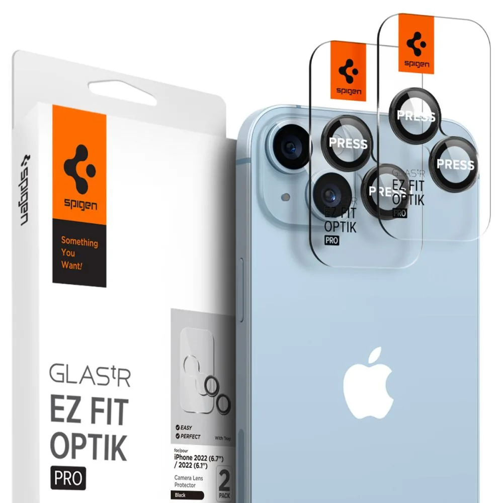 Kryt Spigen Optik.tr ez Fit Camera Protector Apple iPhone 14/14 Plus Black [2 PACK]