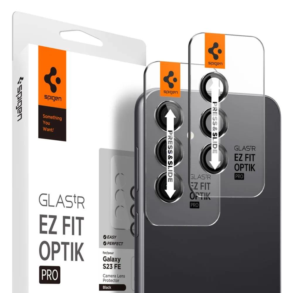 Kryt Spigen Optik.tr ez Fit Camera Protector Samsung Galaxy S23 FE Black [2 PACK]