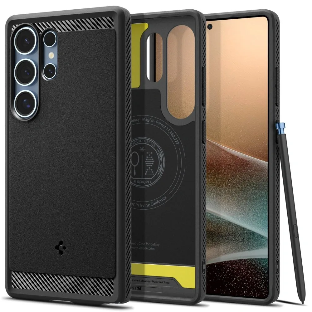 Kryt Spigen Rugged Armor Mag MagSafe Samsung Galaxy S25 Ultra Matte Black
