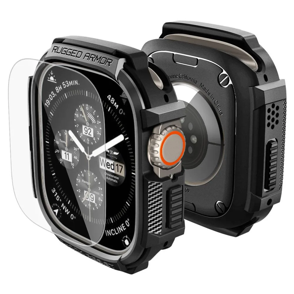 Kryt Spigen Rugged Armor & Tempered Glass Apple Watch Ultra 1 / 2 / 3 49mm Matte Black