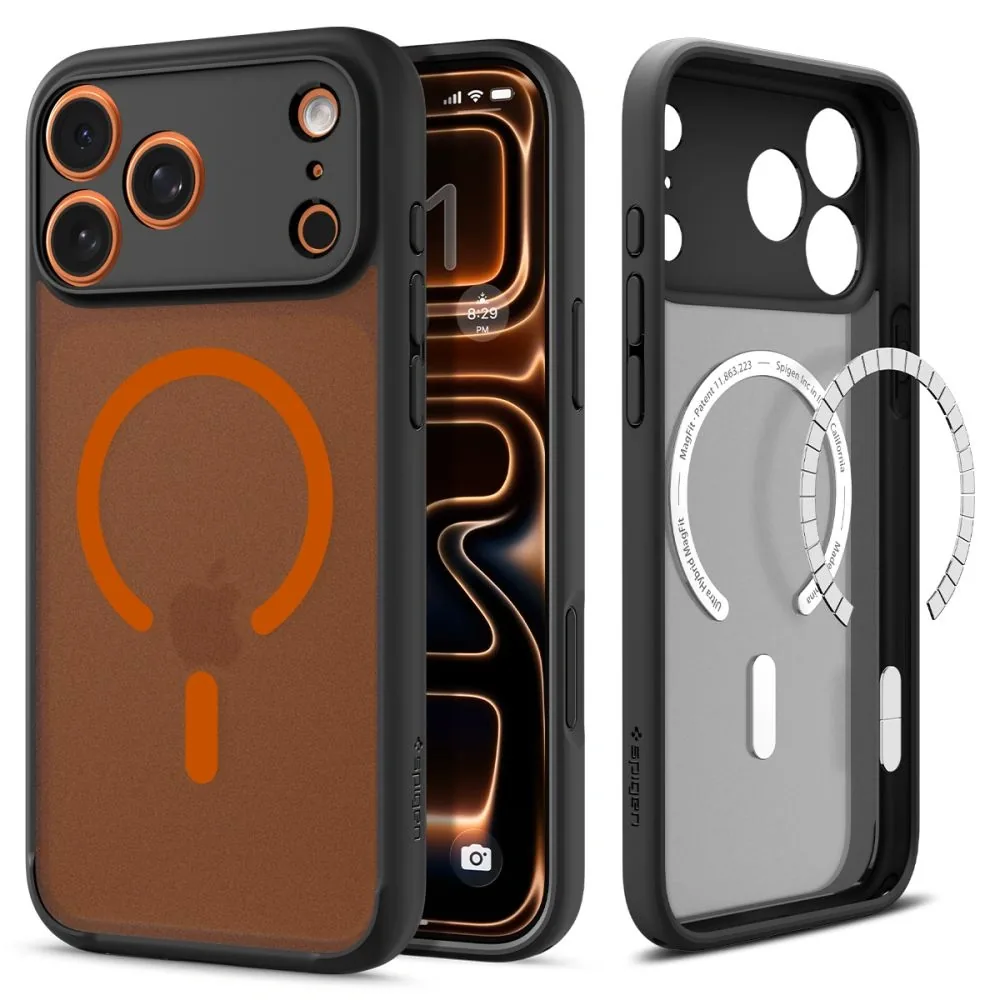 Kryt Spigen Ultra Hybrid Mag MagSafe Apple iPhone 17 Pro Frost Black/orange