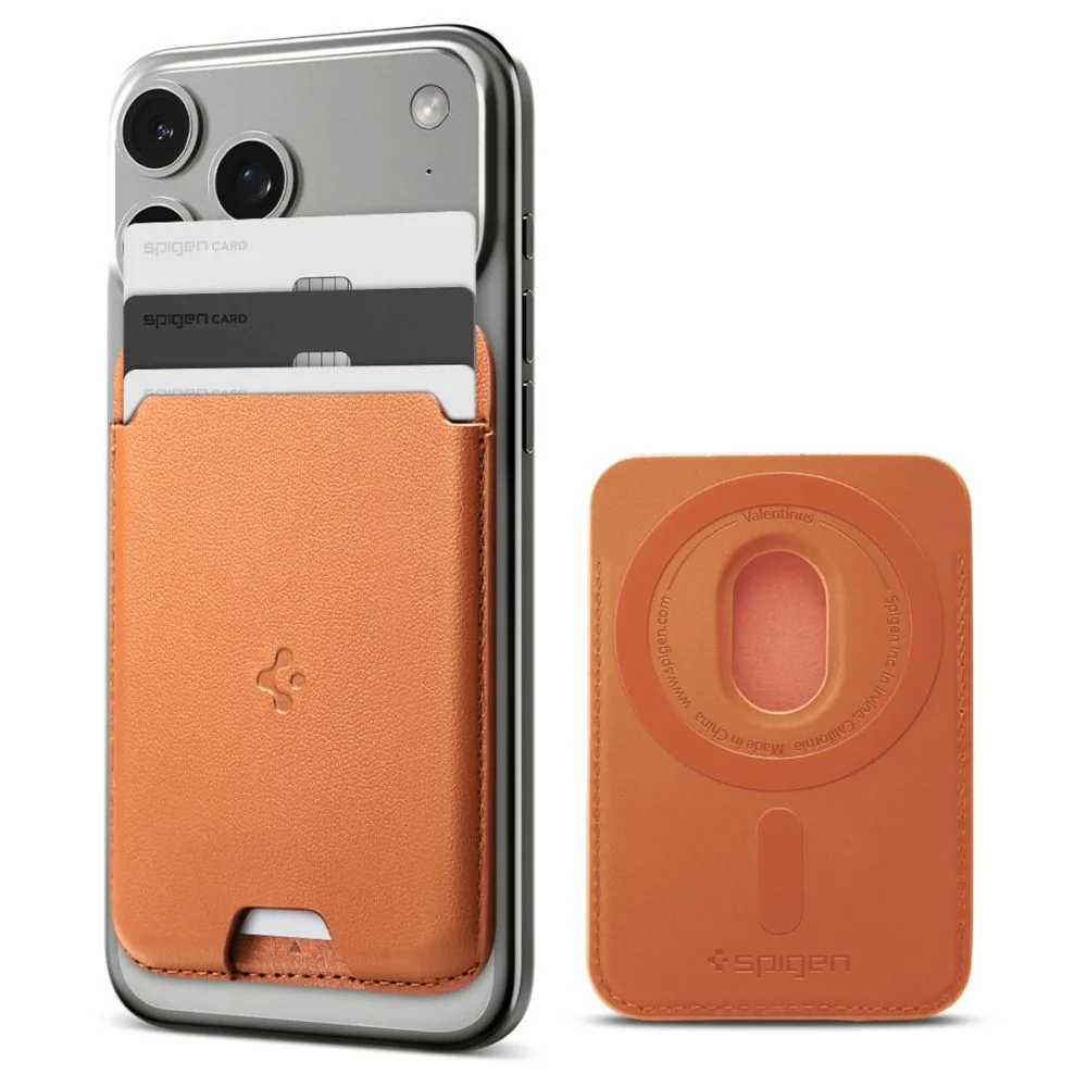 Kryt Spigen Valentinus MagSafe Universal Magnetic Card Holder Metallic Orange