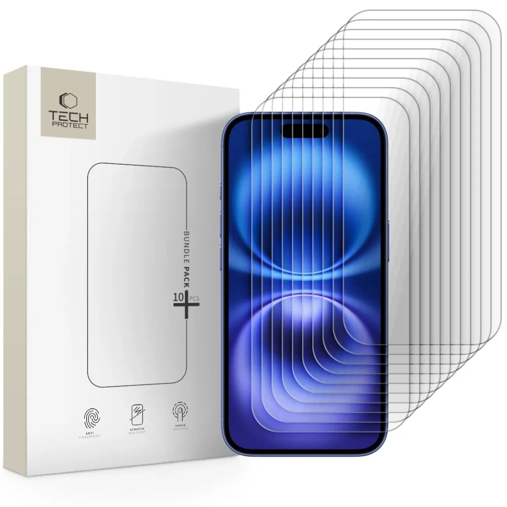 Kryt Tech-Protect Bundle Glass Apple iPhone 15 / 15 Pro / 16 Clear [10 PACK]