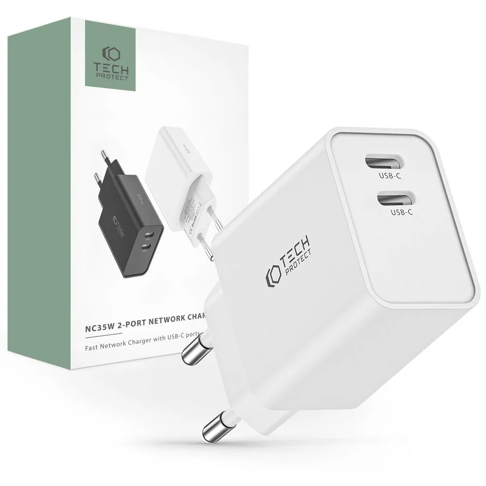 Síťová nabíječka Tech-Protect C35W 2-port Network Charger PD 35W White