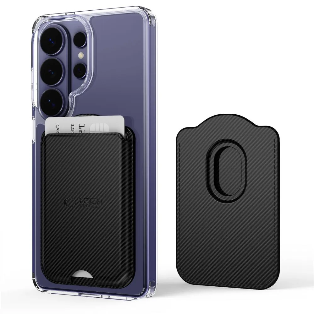 Knížkové pouzdro Tech-Protect CH02 MagWallet Magsafe Universal Magnetic Card Holder Carbon