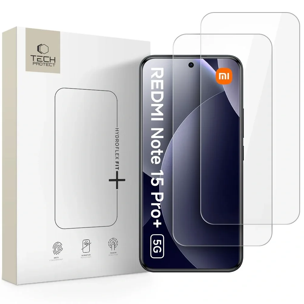 Kryt Tech-Protect Hydroflex Fit+ Xiaomi Redmi Note 15 Pro+ Plus 5G Clear [2 PACK]