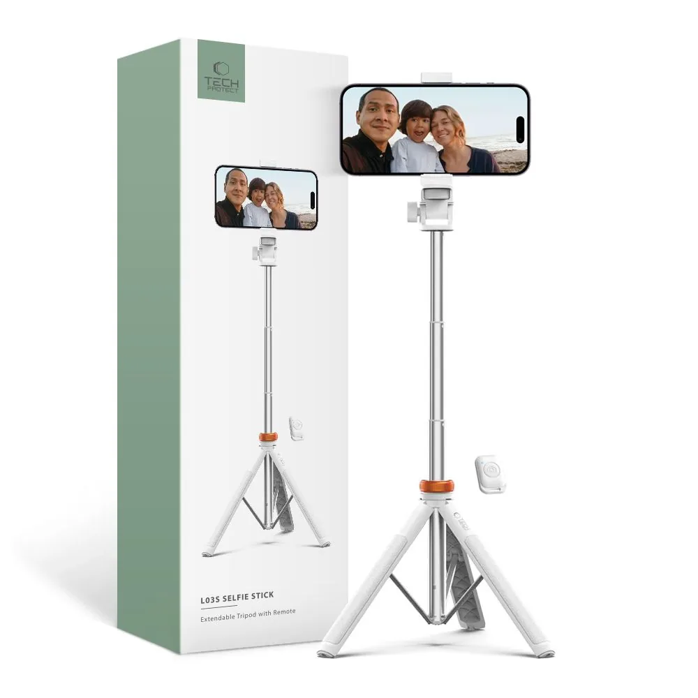 Kryt Tech-Protect L03s Bluetooth Selfie Stick Tripod White