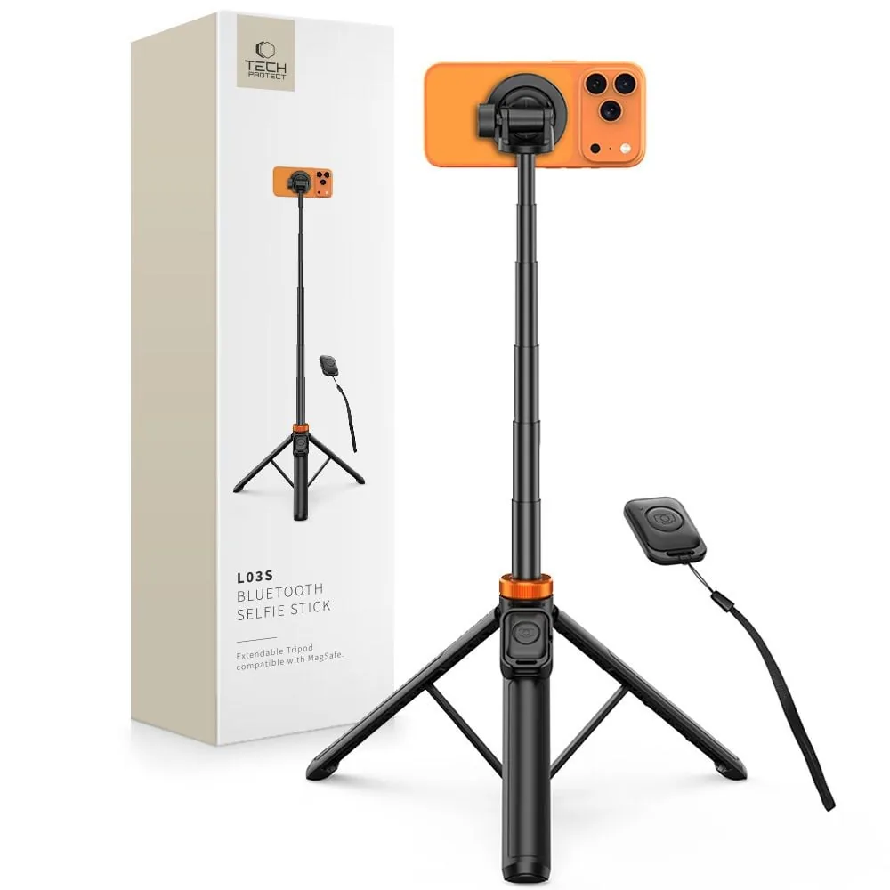 Kryt Tech-Protect L03s MagSafe Bluetooth Selfie Stick Tripod Black