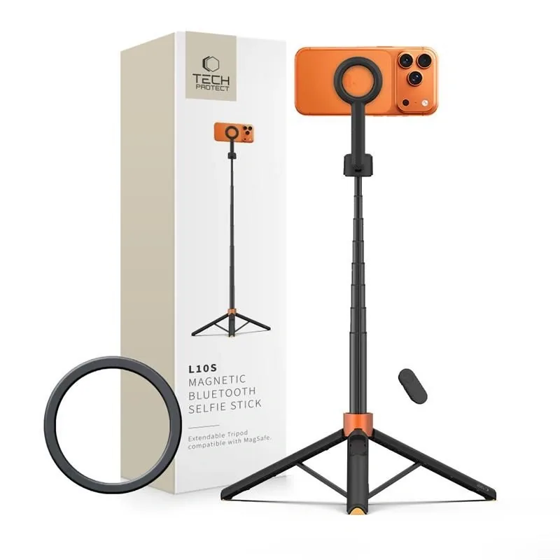 Kryt Tech-Protect L10D MagSafe Bluetooth Selfie Stick Tripod Black/orange