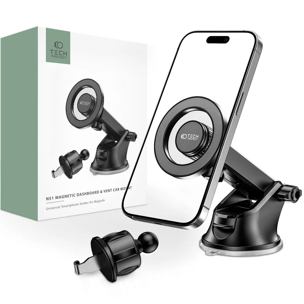 Držák do auta Tech-Protect N51 Magnetic MagSafe Dashboard & Vent, Black