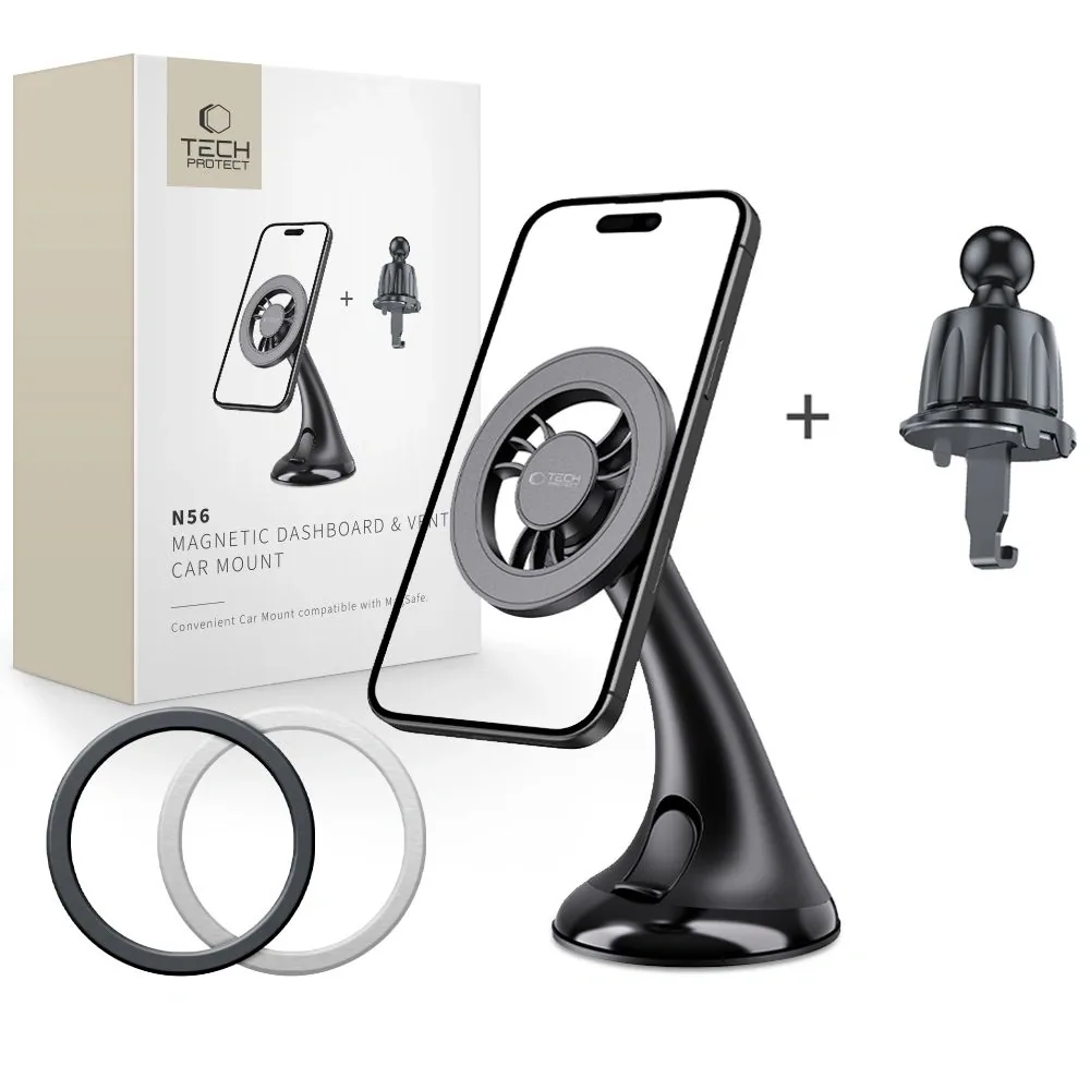 Držák do auta Tech-Protect N56 Magnetic MagSafe Dashboard Unrg & Vent, Black