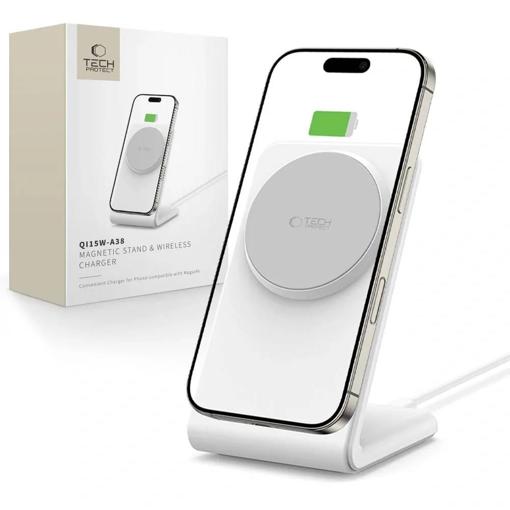 Bezdrátová nabíječka Tech-Protect QI15W-A38 Magnetic MagSafe Wireless Charger White