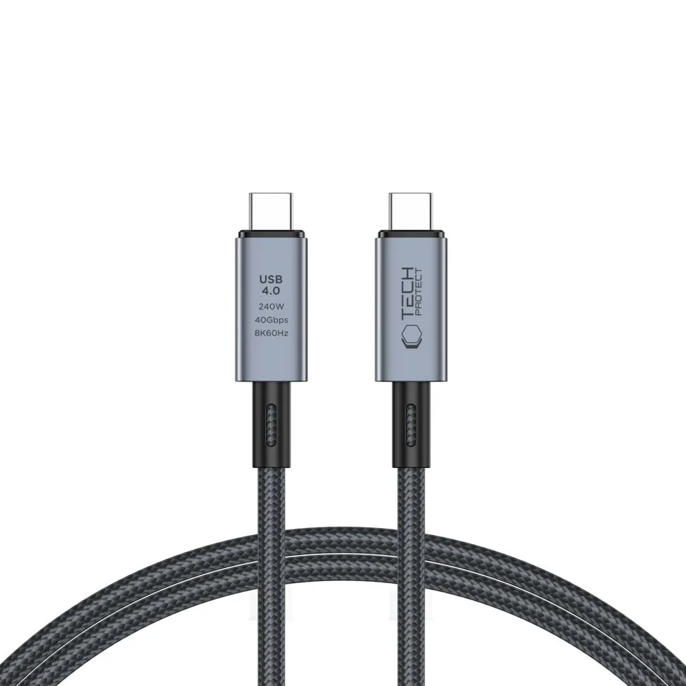 Tech-Protect Ultraboost Max USB-C / USB-C cable Thunderbolt 4.0 8K 40Gbps PD 240W 100cm Grey