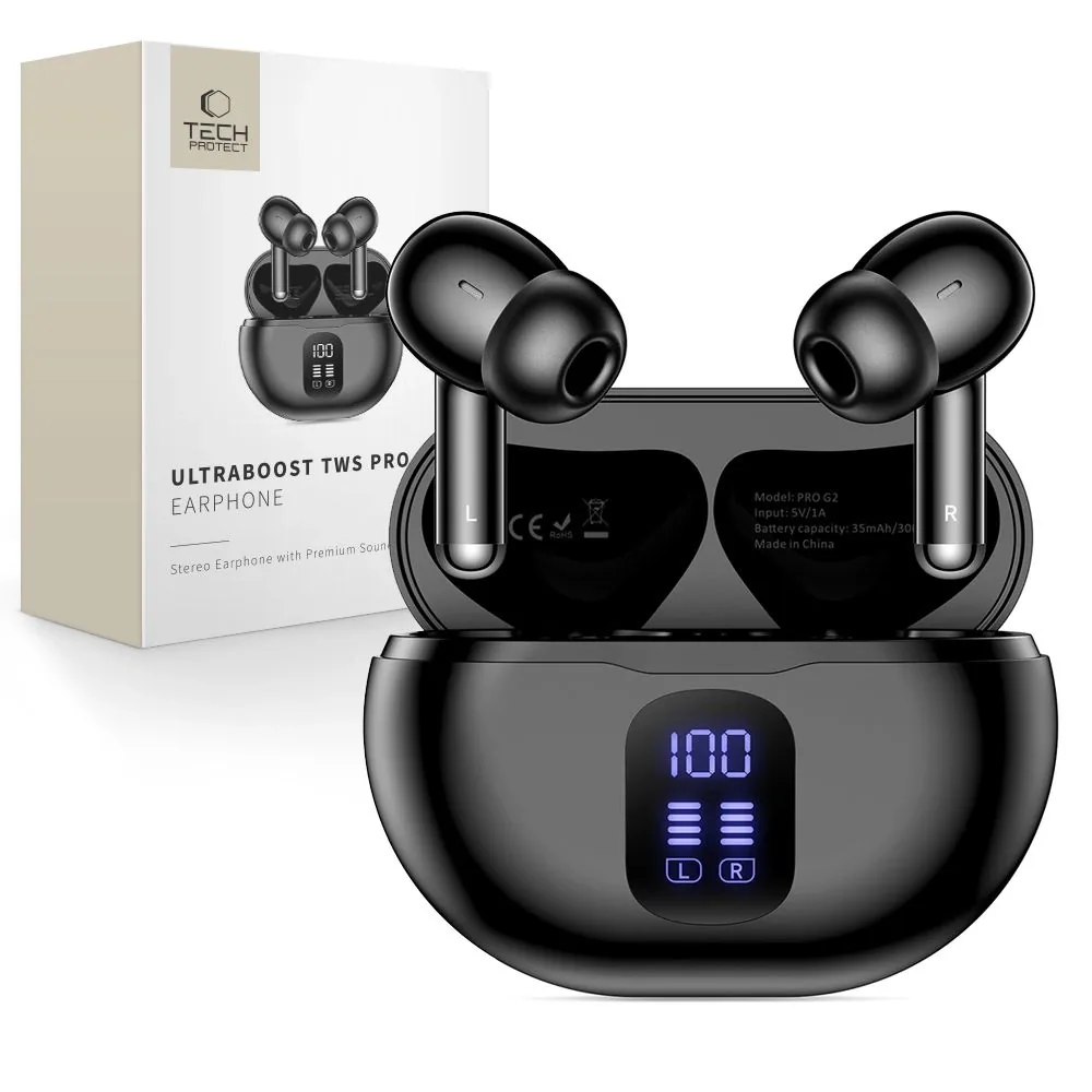 Sluchátka Tech-Protect Ultraboost TWS Earphone Pro G2 Black