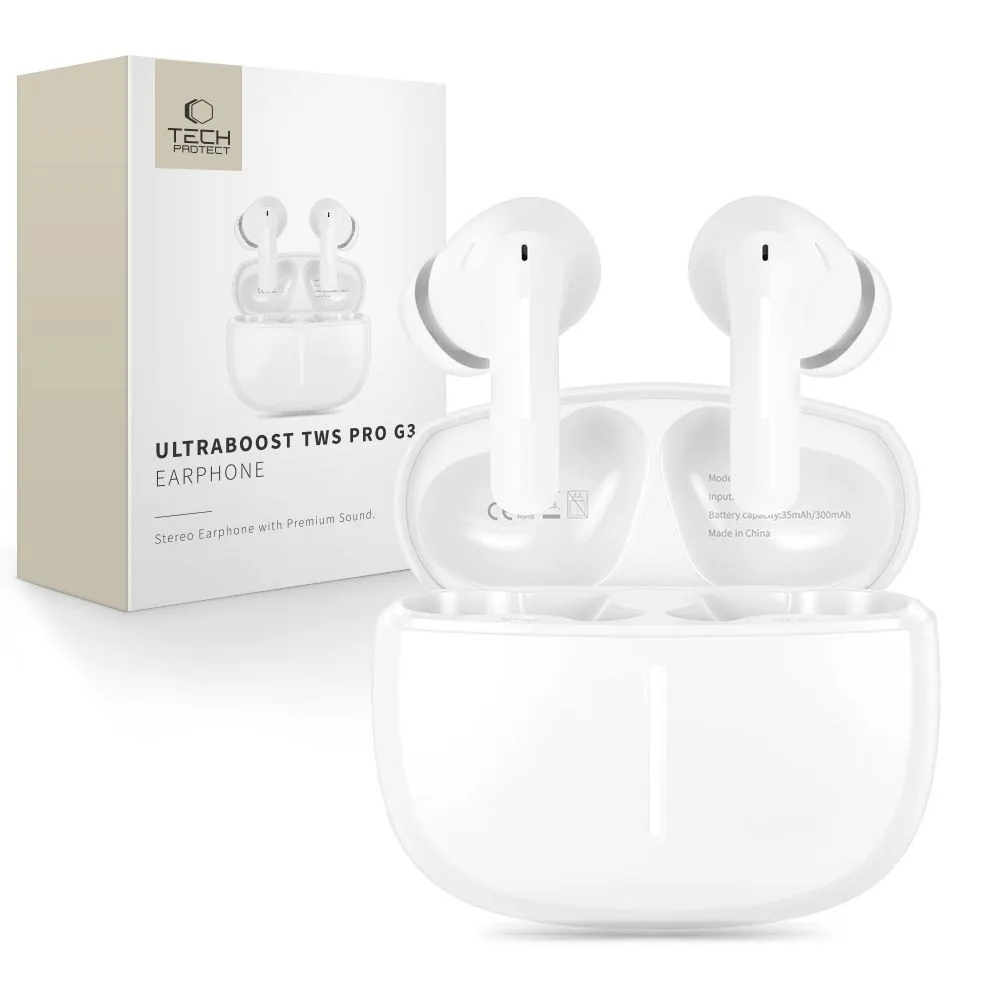 Sluchátka Tech-Protect Ultraboost TWS Earphone Pro G3 White