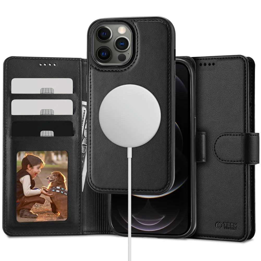 Knížkové pouzdro Tech-Protect Wallet MagSafe Apple iPhone 12/12 Pro Black