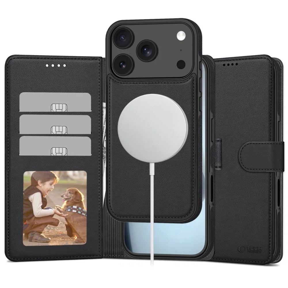 Knížkové pouzdro Tech-protect Wallet MagSafe Apple iPhone 17 Pro Max Matte Black