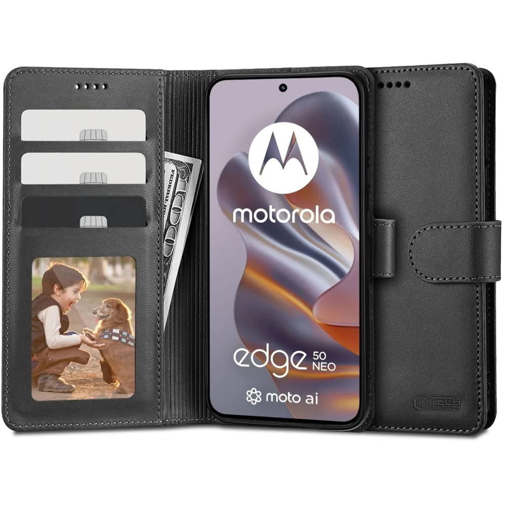 Knížkové pouzdro Tech-Protect Wallet Motorola Edge 50 Neo Black