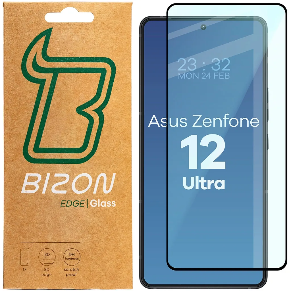 Kryt Tempered glass Bizon Glass Edge 2 for Asus Zenfone 12 Ultra black frame