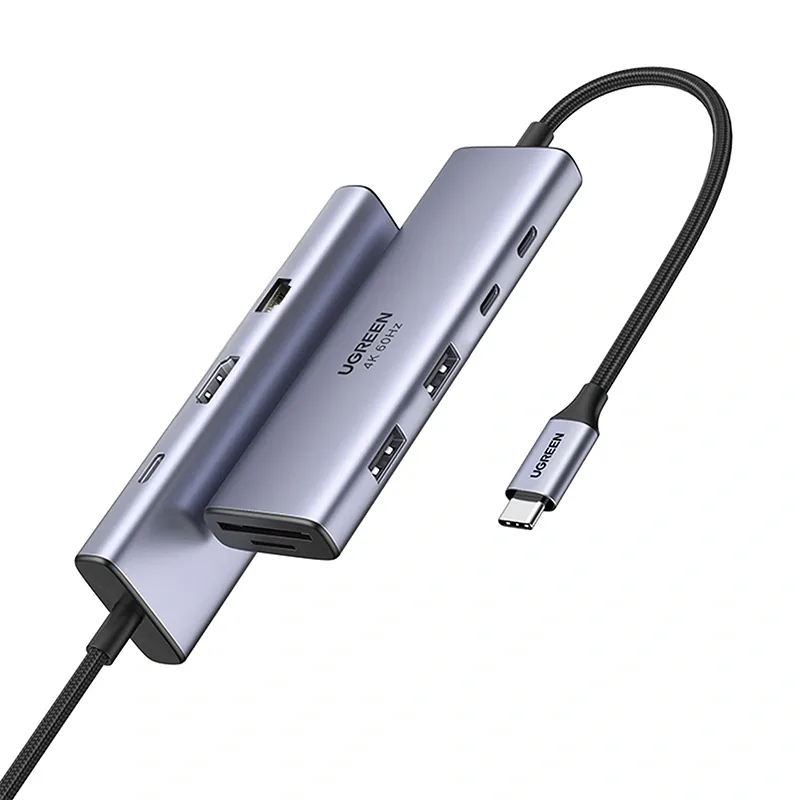 UGREEN CM498 HUB USB-C / 2xUSB-A, 2xUSB-C, HDMI, VGA, RJ45 1000Mbps, SD/TF, USB-C PD 100W gray