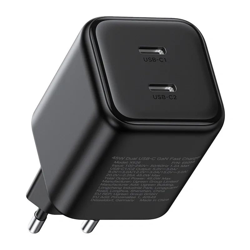 Síťová nabíječka UGREEN Dual Charger 2xUSB-C GaN 45W X526 (black)