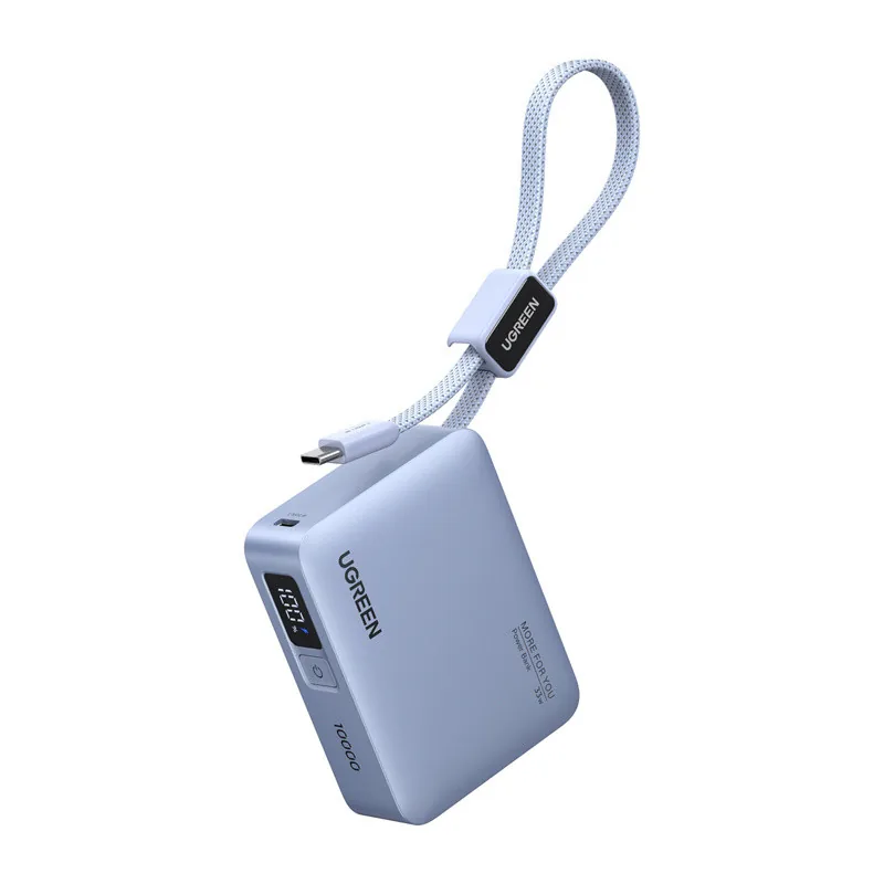 UGREEN PB584 Powerbank 10000mAh USB-A, USB-C 33W + built-in cable (gray)