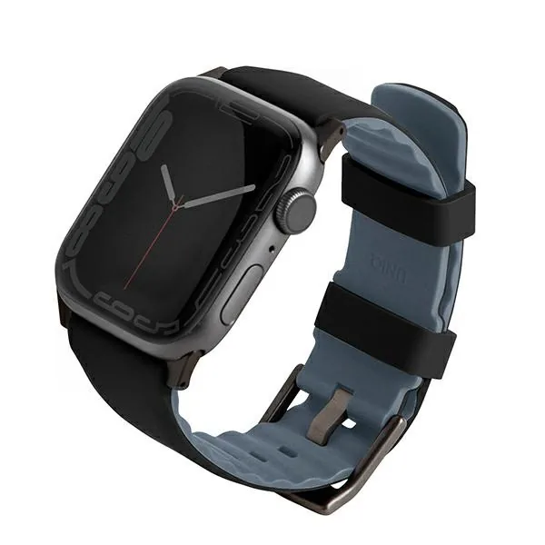 Kryt UNIQ Linus strap Apple Watch 4/5/6/7/8/9/SE/10 40/41/42mm Airosoft Silicone black/midnight black