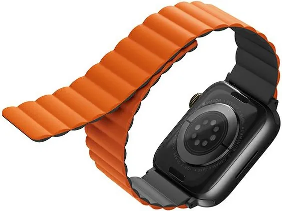 Kryt UNIQ Revix strap Apple Watch 4/5/6/7/SE/8/9/Ultra 44/45/49mm Reversible Magnetic grey-orange