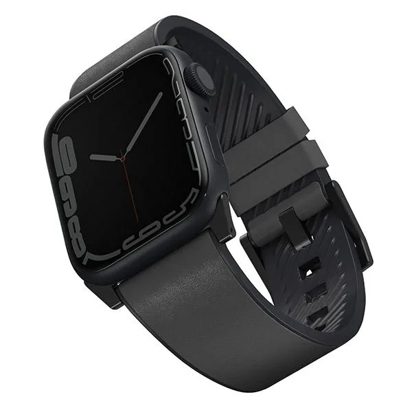 Kryt UNIQ Straden strap for Apple Watch 4/5/6/7/SE/8/9/Ultra 44/45/49mm Leather Hybrid Strap grey/barva šedá